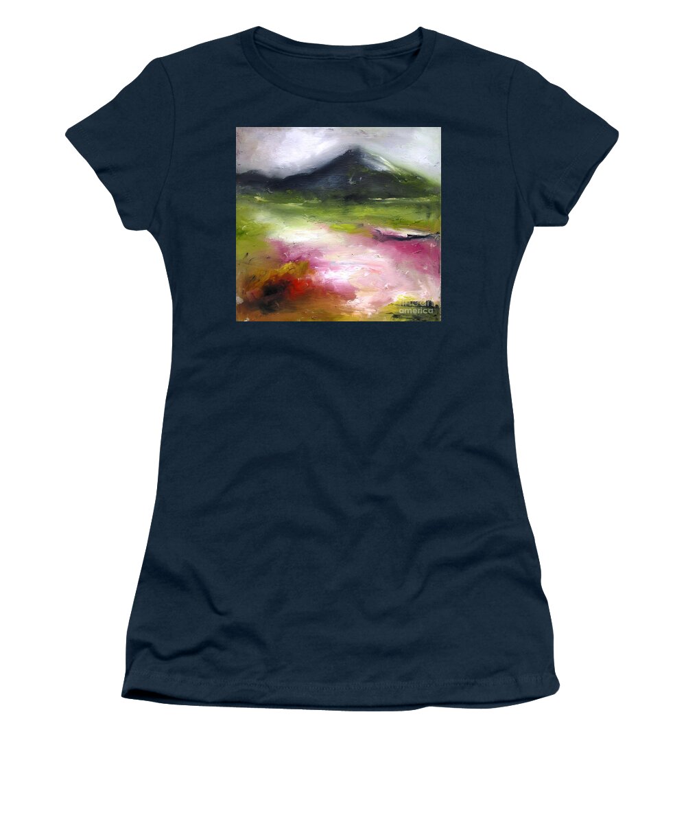 Croke Patrick Mountain Women's T-Shirt featuring the painting paintings of Croagh Patrick county mayo ireland by Mary Cahalan Lee - aka PIXI