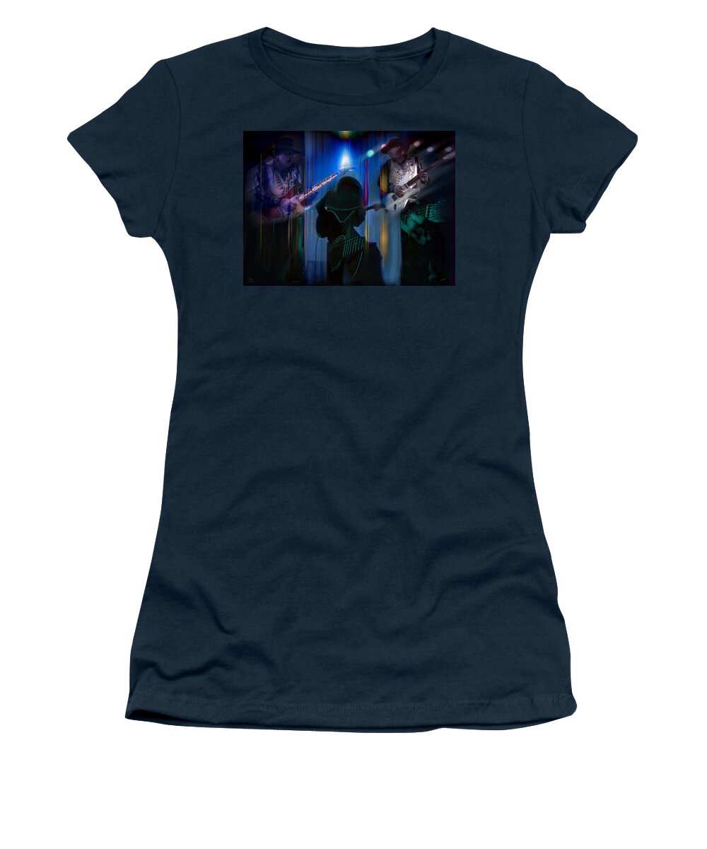 Stevie Ray Vaughn Women's T-Shirt featuring the photograph Crossfire by Glenn Feron
