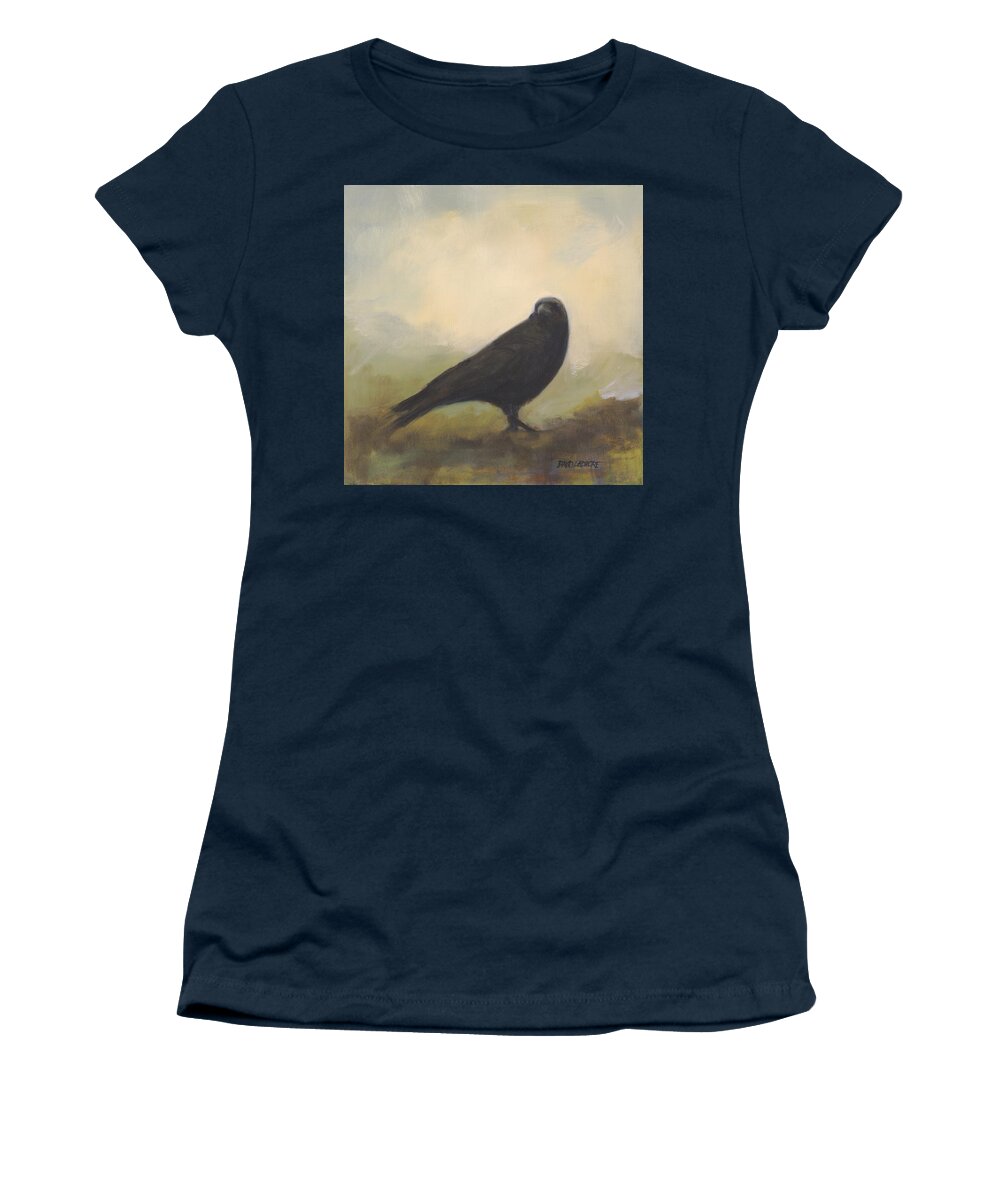 Bird Women's T-Shirt featuring the painting Crow 24 by David Ladmore