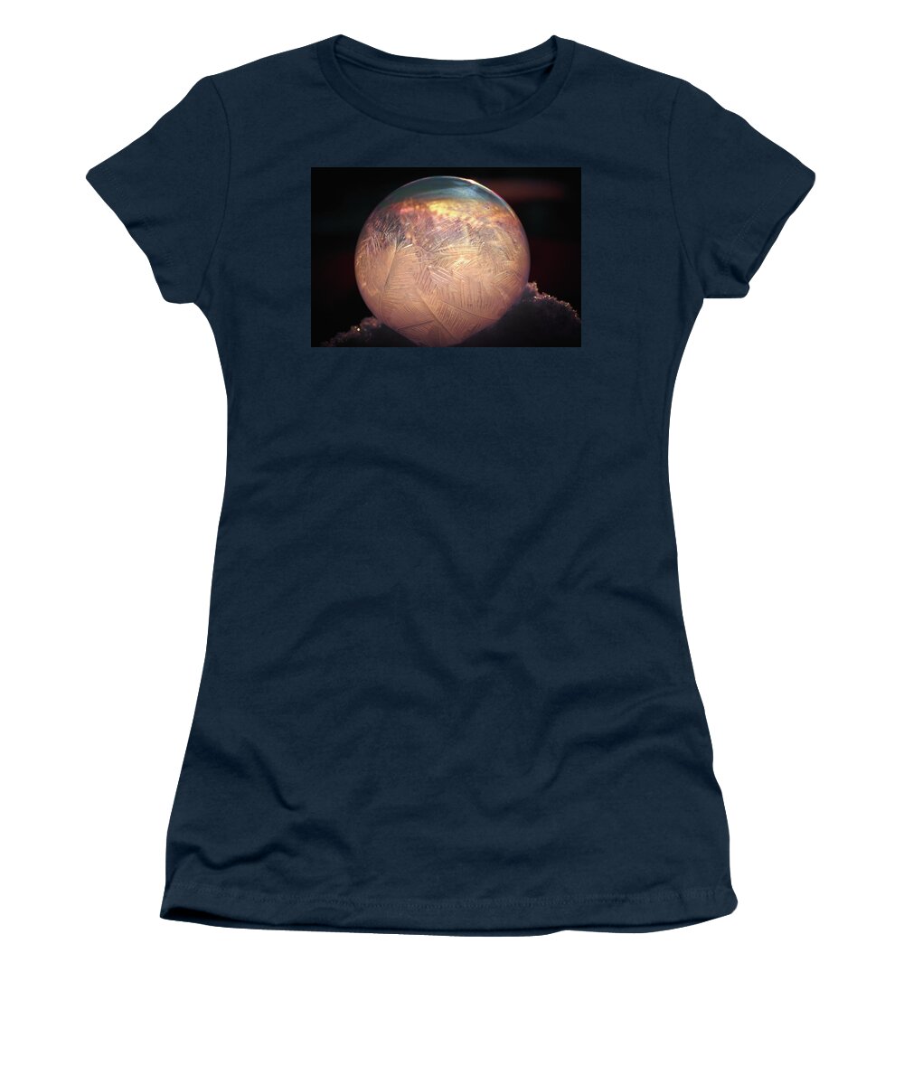 Crystallizing Bubble Women's T-Shirt featuring the photograph Crystallizing Bubble2 by Loni Collins