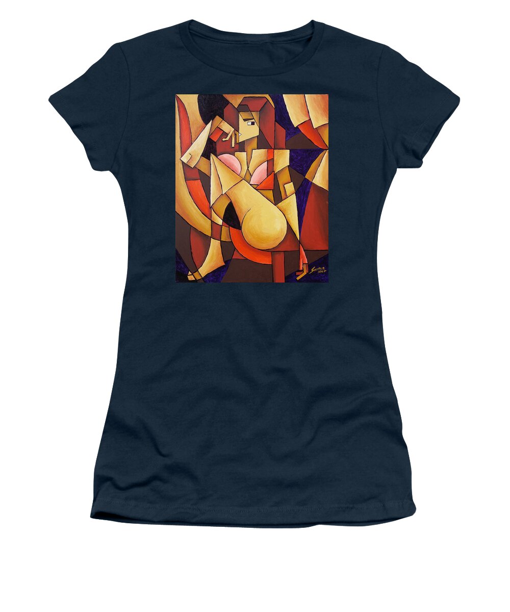 Fantasy Prints Women's T-Shirt featuring the painting Cube Woman by Sotuland Art