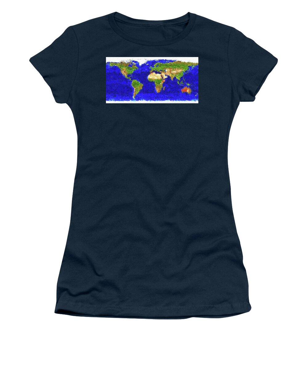 Map Women's T-Shirt featuring the photograph Cubist World Map by Frans Blok
