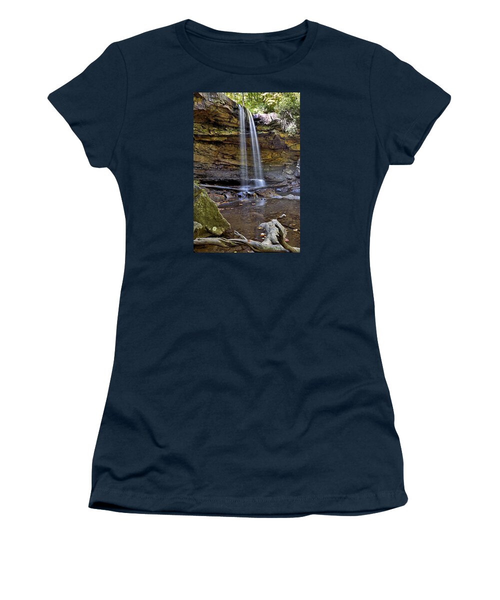 ohiopyle State Park Women's T-Shirt featuring the photograph Cucumber Falls in Ohiopyle State Park - Pennsylvania by Brendan Reals
