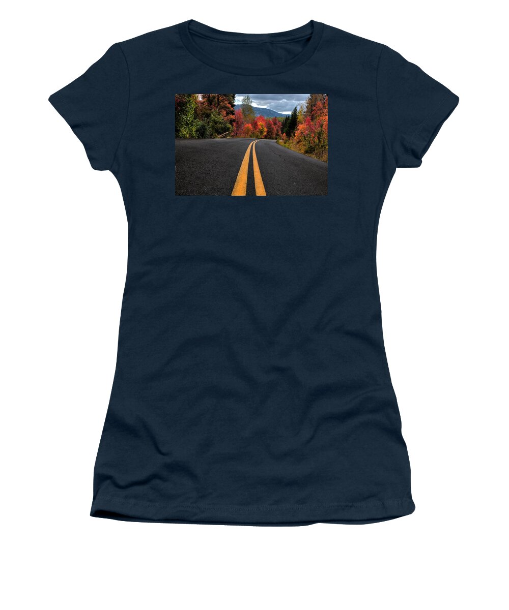 Autumn Women's T-Shirt featuring the photograph Curve of the Road by David Andersen