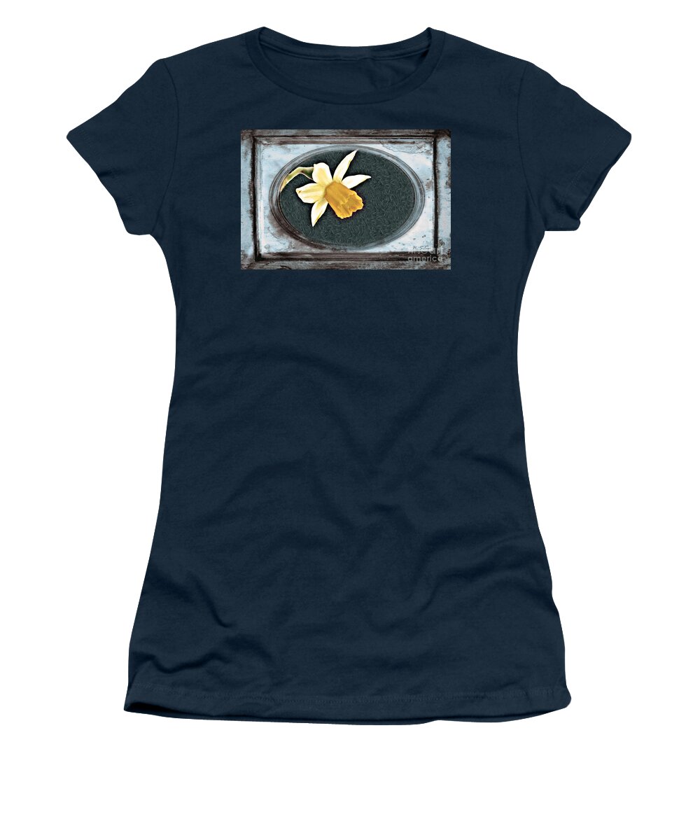Vintage Women's T-Shirt featuring the photograph Daffodil in Vintage Film Frame by Nina Silver