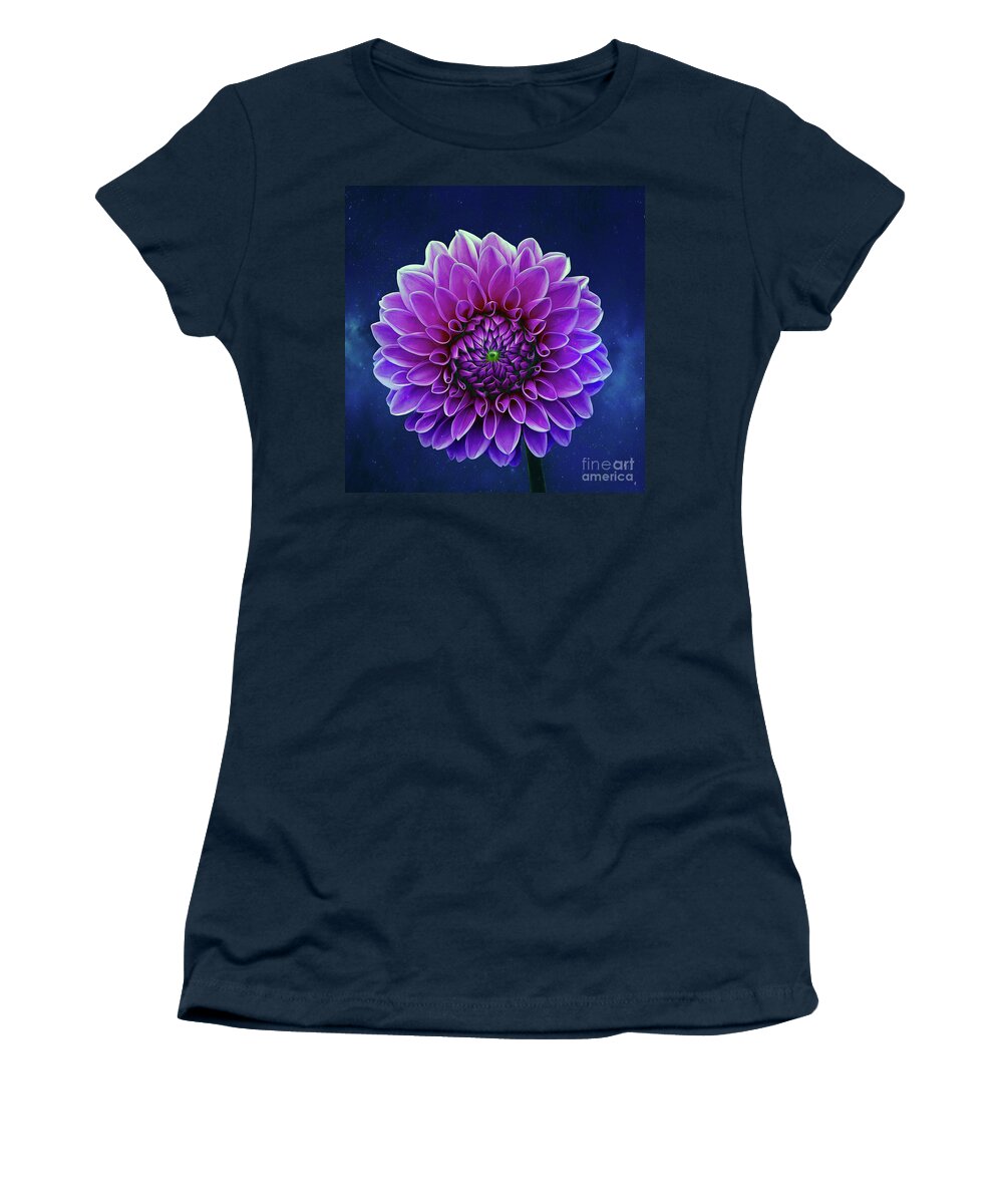 Flower Women's T-Shirt featuring the mixed media Dahlia by Ian Mitchell