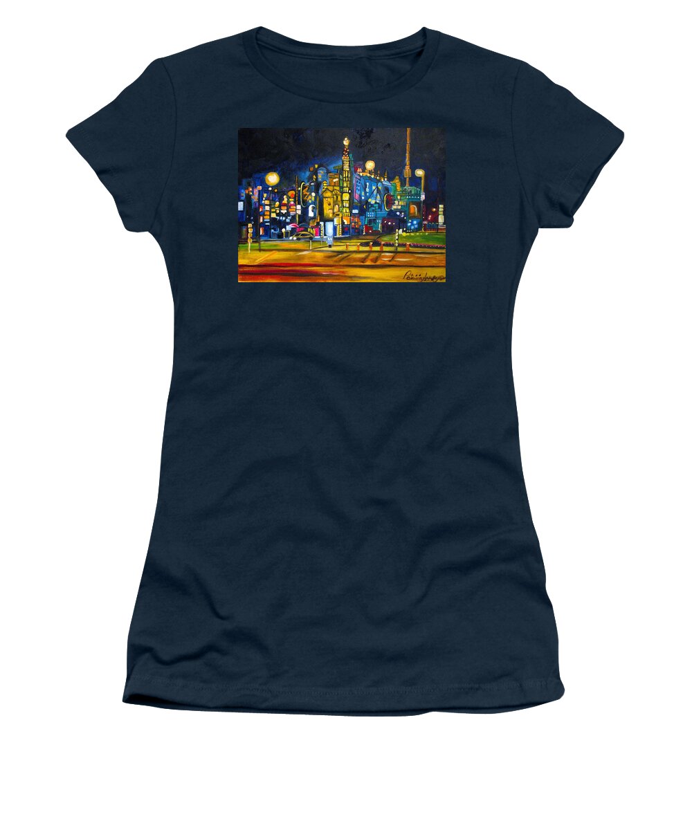 Cityscape Women's T-Shirt featuring the painting Dam Square by Patricia Arroyo