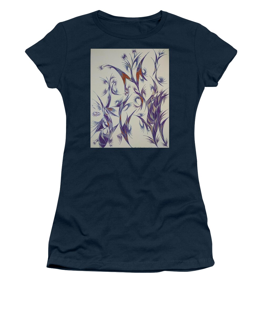 Abstract Women's T-Shirt featuring the drawing Dancing Pen by Robert Nickologianis