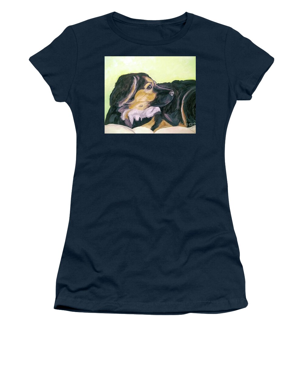 Pet Portrait Women's T-Shirt featuring the painting Date With Paint Sept 18 1 by Ania Milo