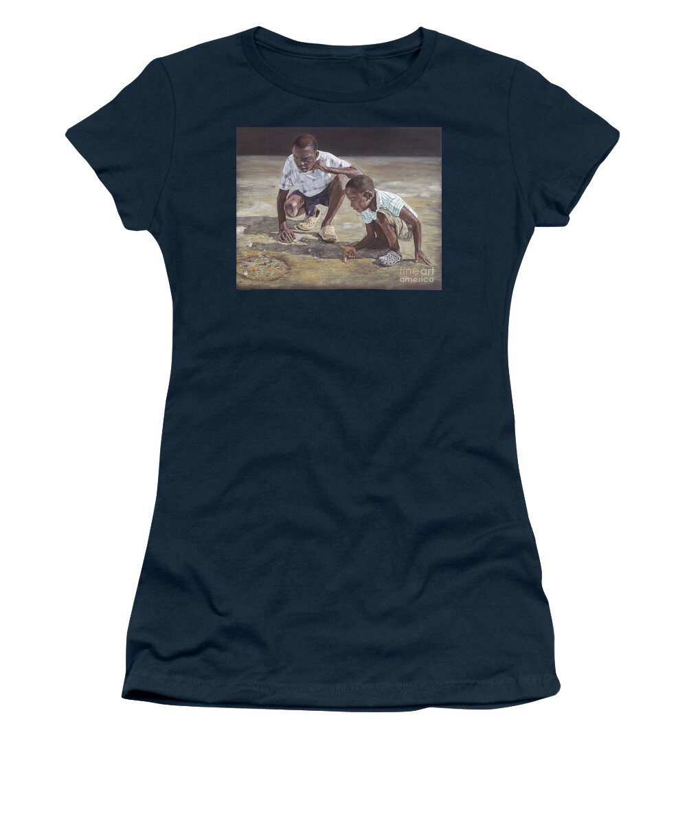 Roshanne Women's T-Shirt featuring the pastel David and Goliath by Roshanne Minnis-Eyma