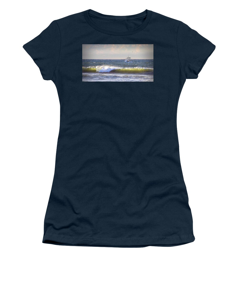 Surf Print Women's T-Shirt featuring the photograph Dawn Fishermen by Phil Mancuso
