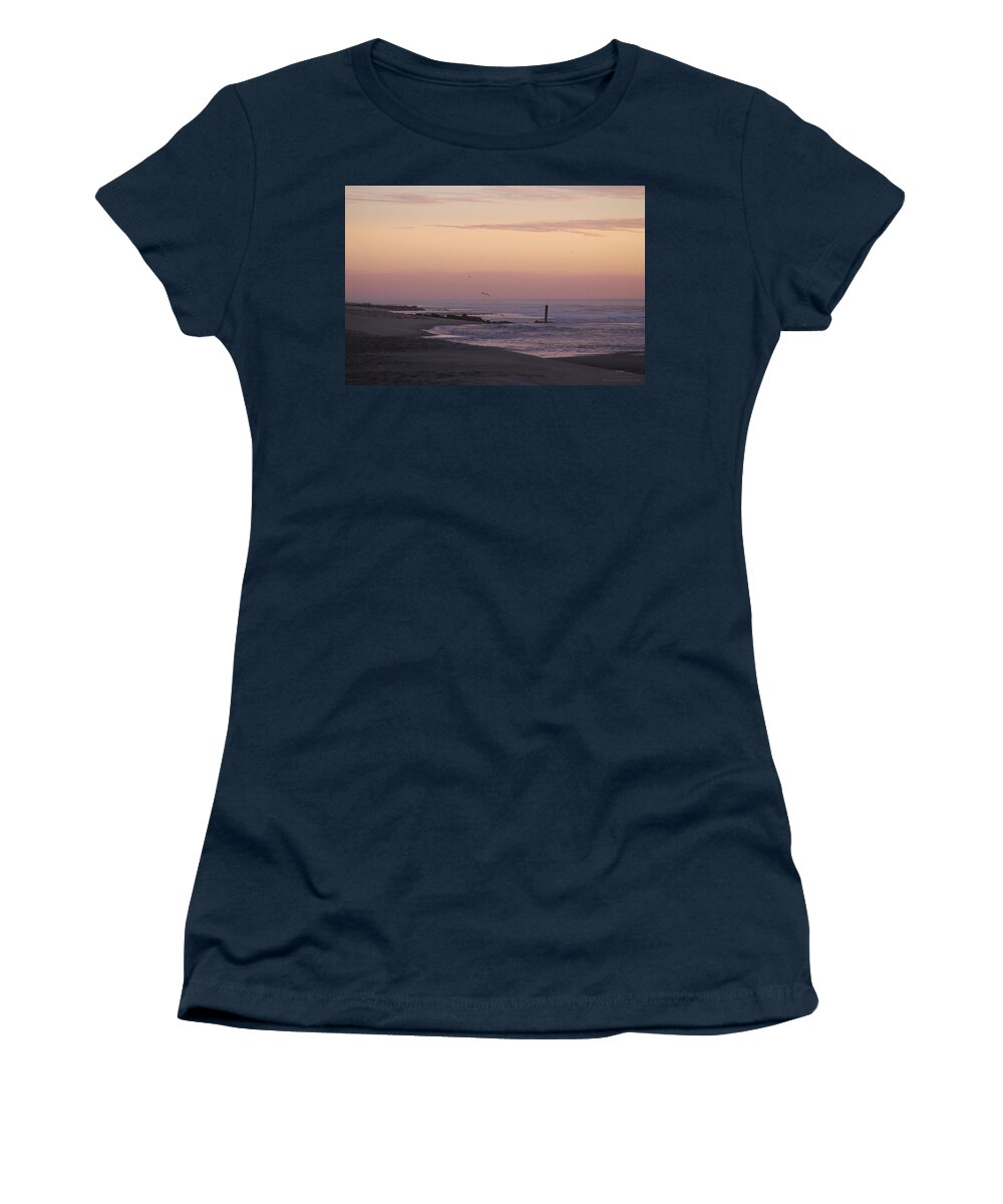 Beach Women's T-Shirt featuring the photograph Dawns Purple Hues by Robert Banach