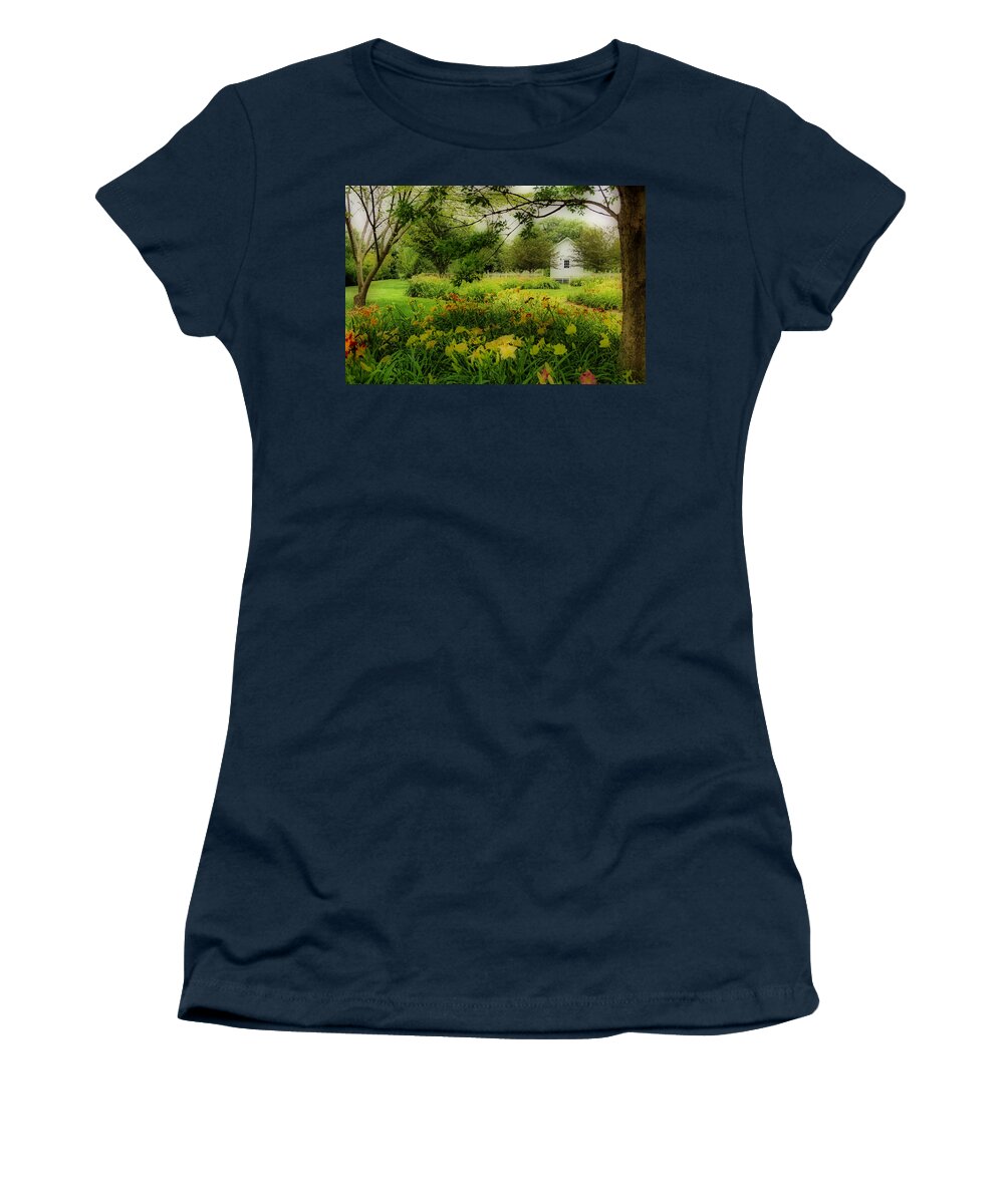 Western Kentucky Botanical Garden Daylily Women's T-Shirt featuring the photograph Daylilies in the Garden by Sandy Keeton