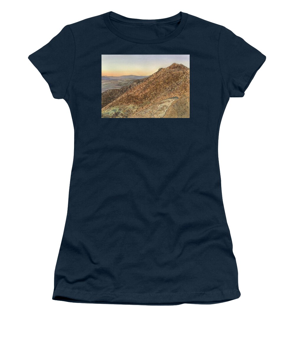 Death Valley Women's T-Shirt featuring the painting Death Valley from Dante's View a November Sunset by Joel Deutsch