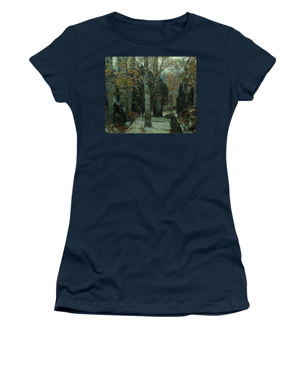 December Woods Women's T-Shirt featuring the painting December Woods by MotionAge Designs