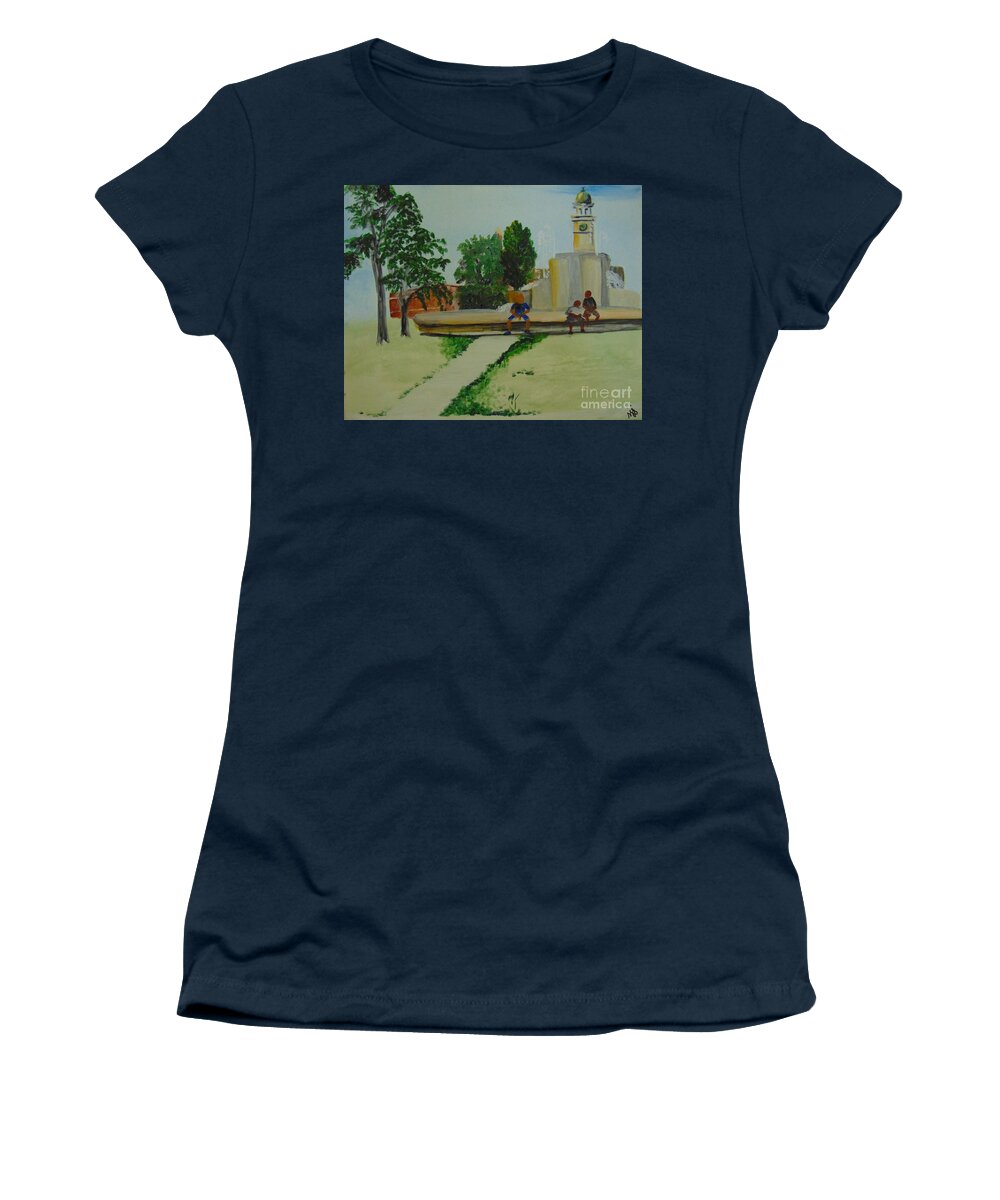 Park Women's T-Shirt featuring the painting Denver City Park by Saundra Johnson