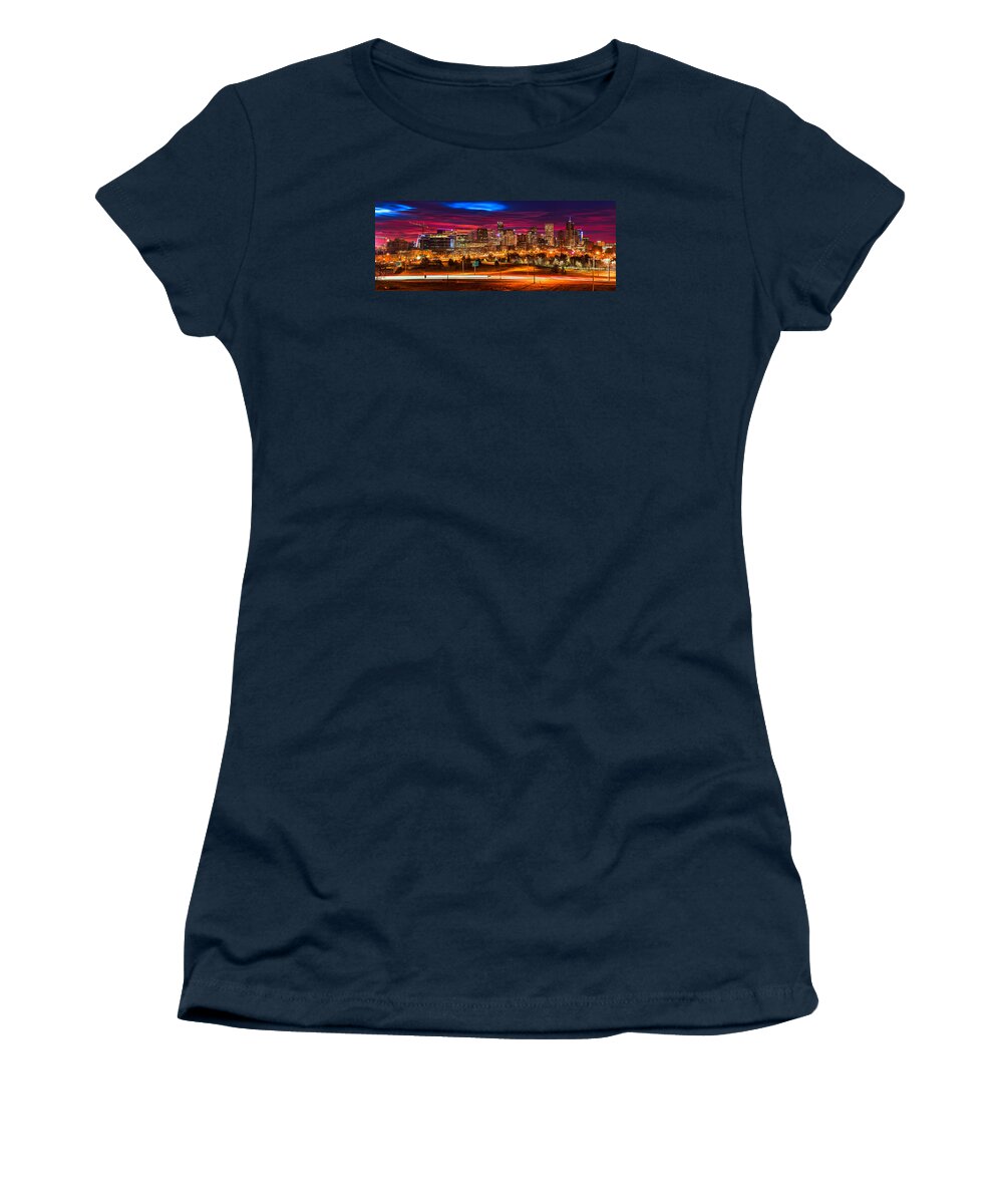 Denver Women's T-Shirt featuring the photograph Denver Skyline Sunrise by Darren White