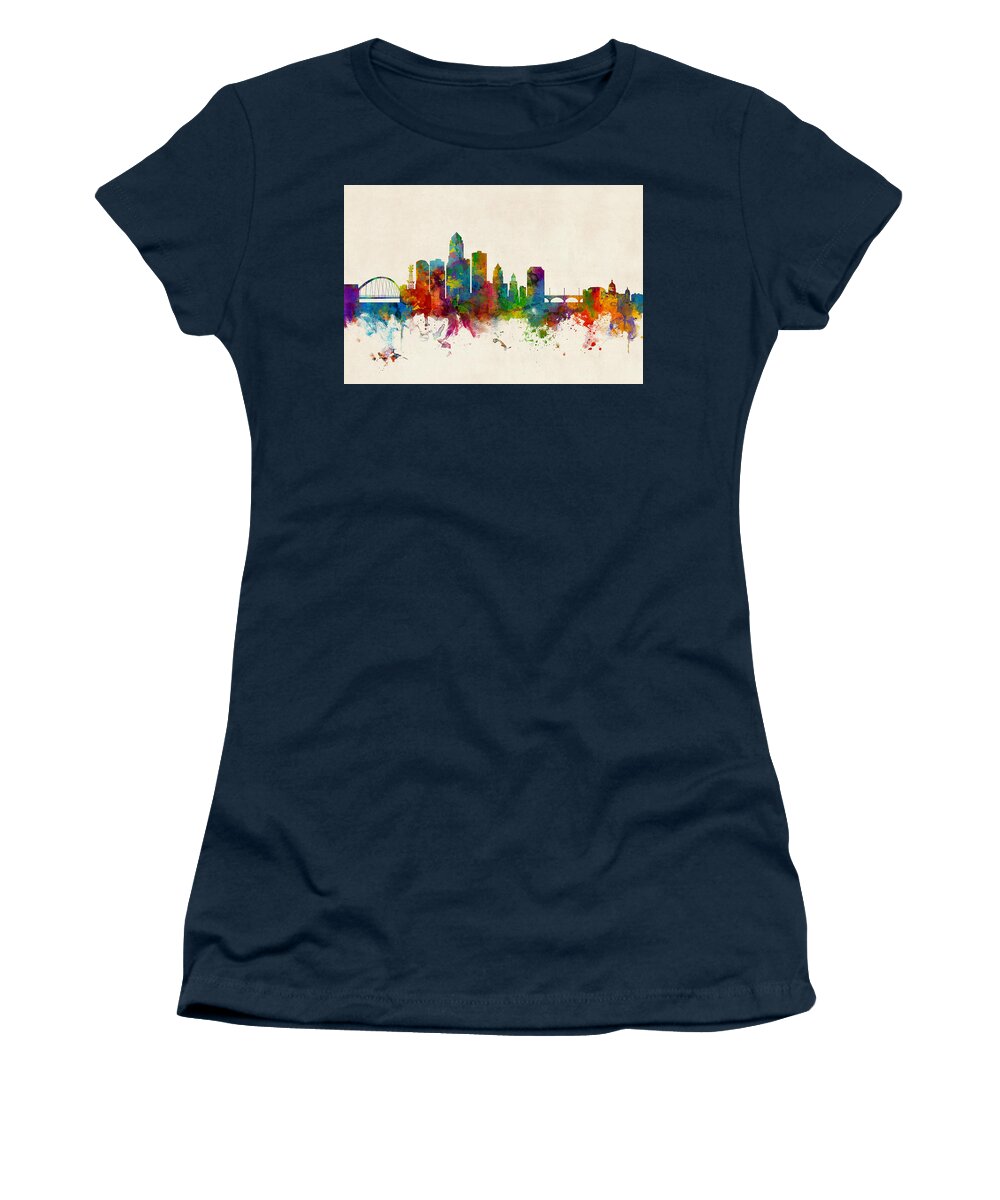 United States Women's T-Shirt featuring the digital art Des Moines Iowa Skyline by Michael Tompsett