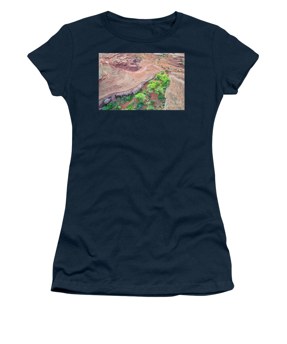 Moab Women's T-Shirt featuring the photograph desert canyon in Utah aerial view by Marek Uliasz