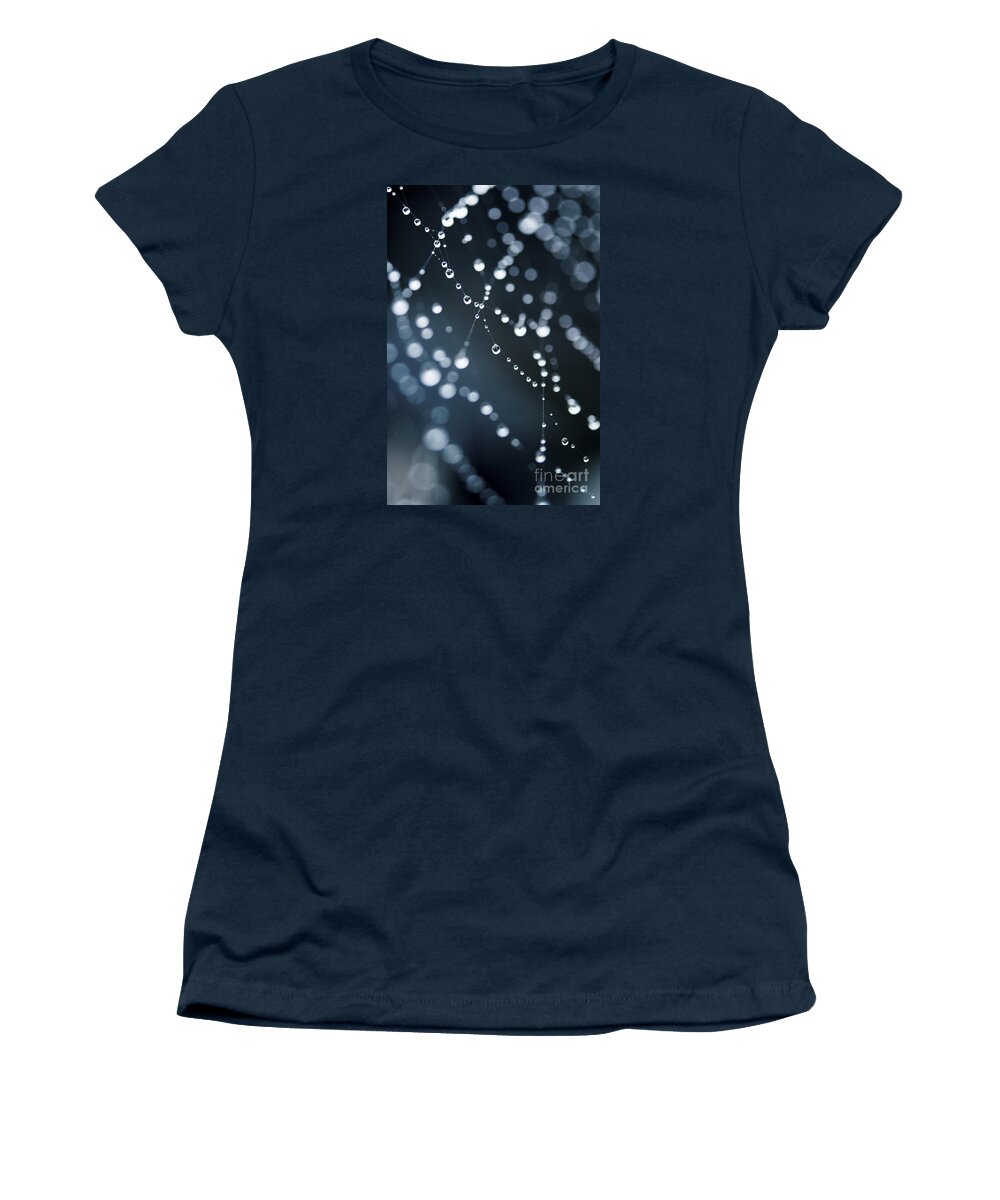Dew Women's T-Shirt featuring the photograph Dewdrops on cobweb 003 by Clayton Bastiani