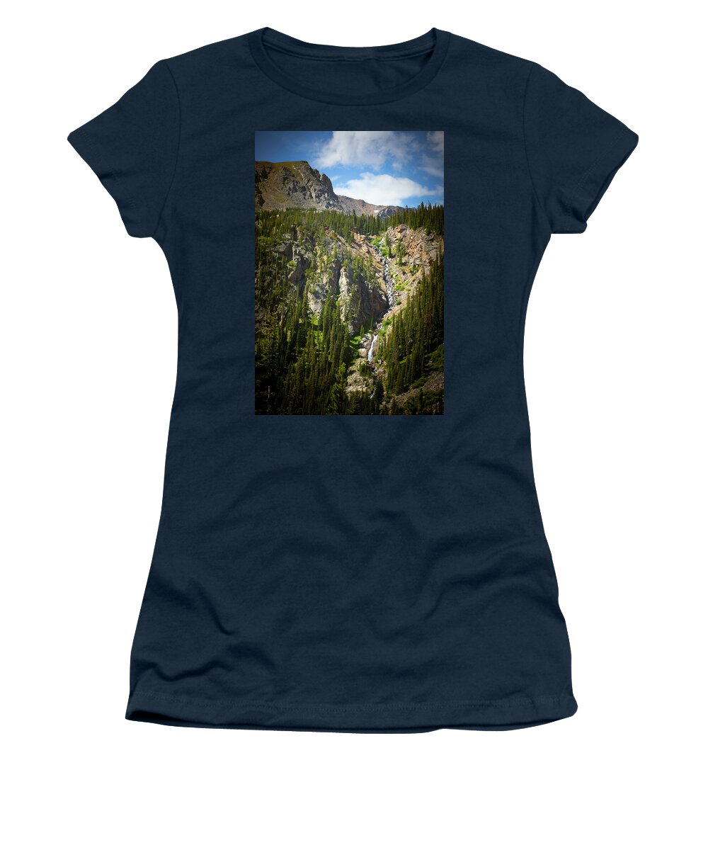 Diamond Lake Trail Women's T-Shirt featuring the photograph Diamond Lake Trail Waterfall by Marilyn Hunt