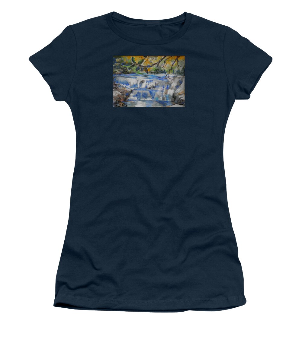 Waterfall Women's T-Shirt featuring the painting Dick's Creek Falls study by Martha Tisdale