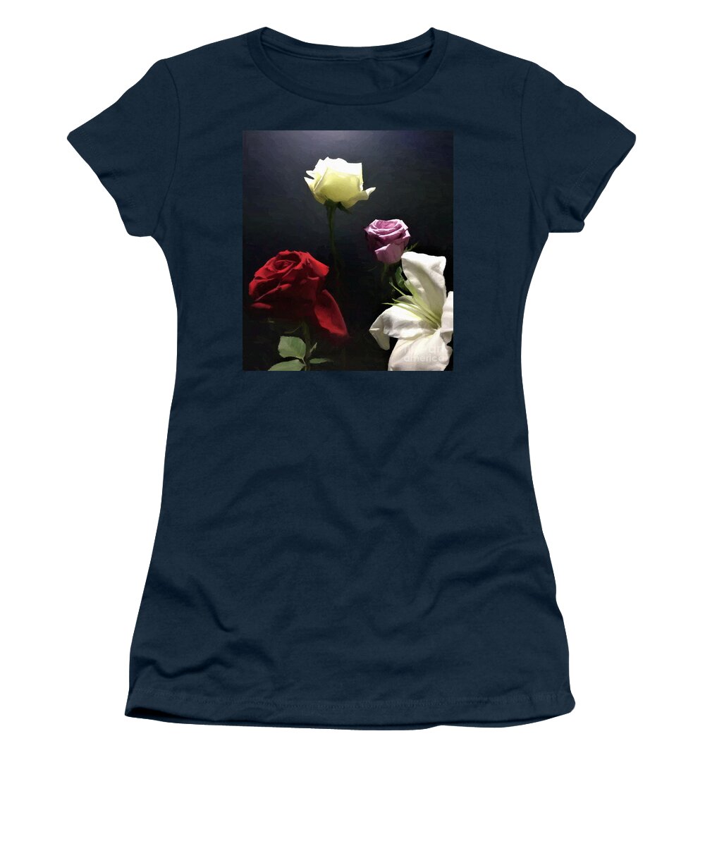 Digital Artwork Women's T-Shirt featuring the digital art Digital Painting Artwork Floral Bouquet by Delynn Addams
