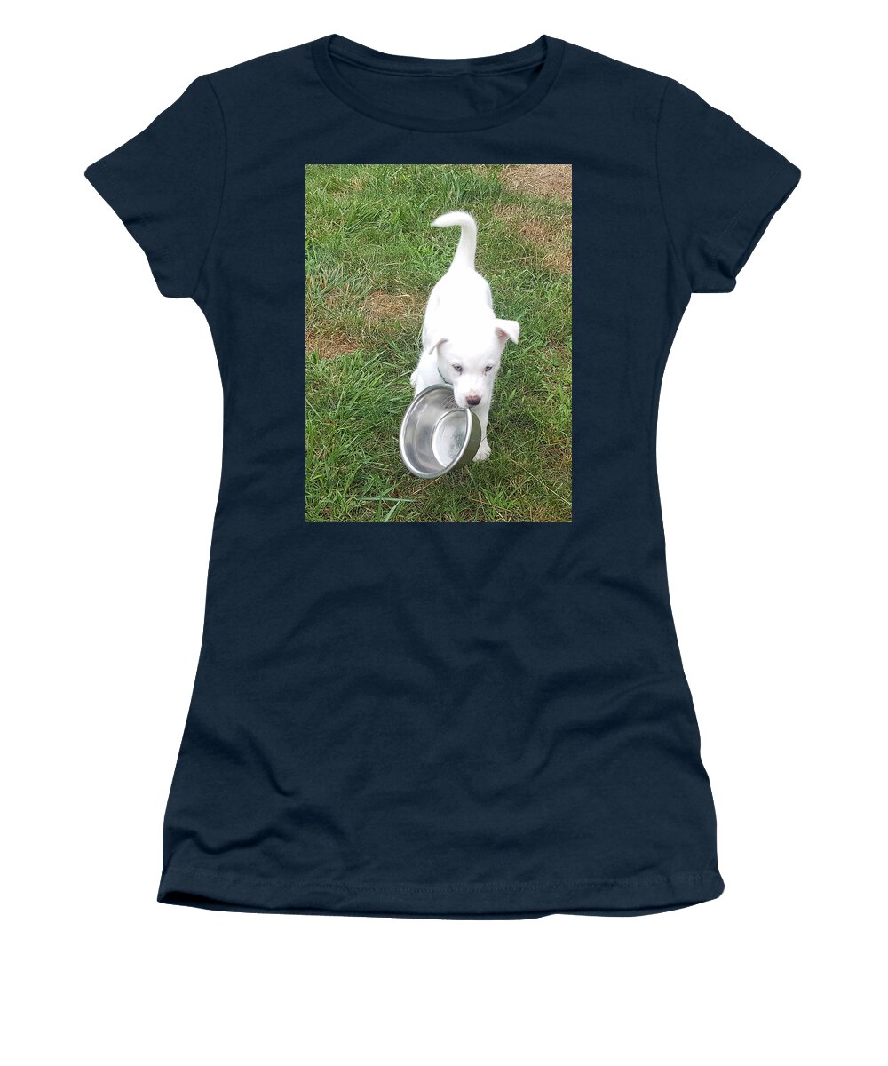 Dog Women's T-Shirt featuring the photograph Dinner Time by Barbara McDevitt