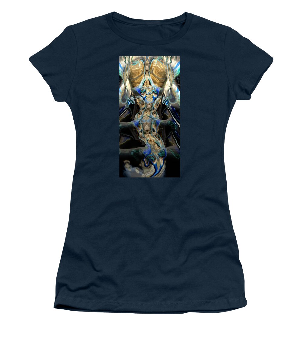 Steve Sperry Mighty Sight Studio Abstractions Surreal Art Fantastic Women's T-Shirt featuring the painting Discourse of Course by Steve Sperry