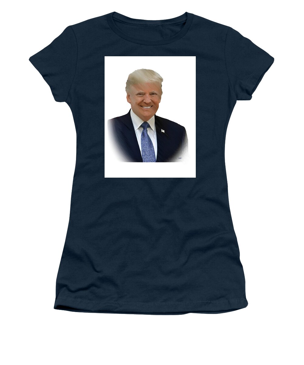 Portrait Women's T-Shirt featuring the drawing Donald Trump - DWP0080231 by Dean Wittle