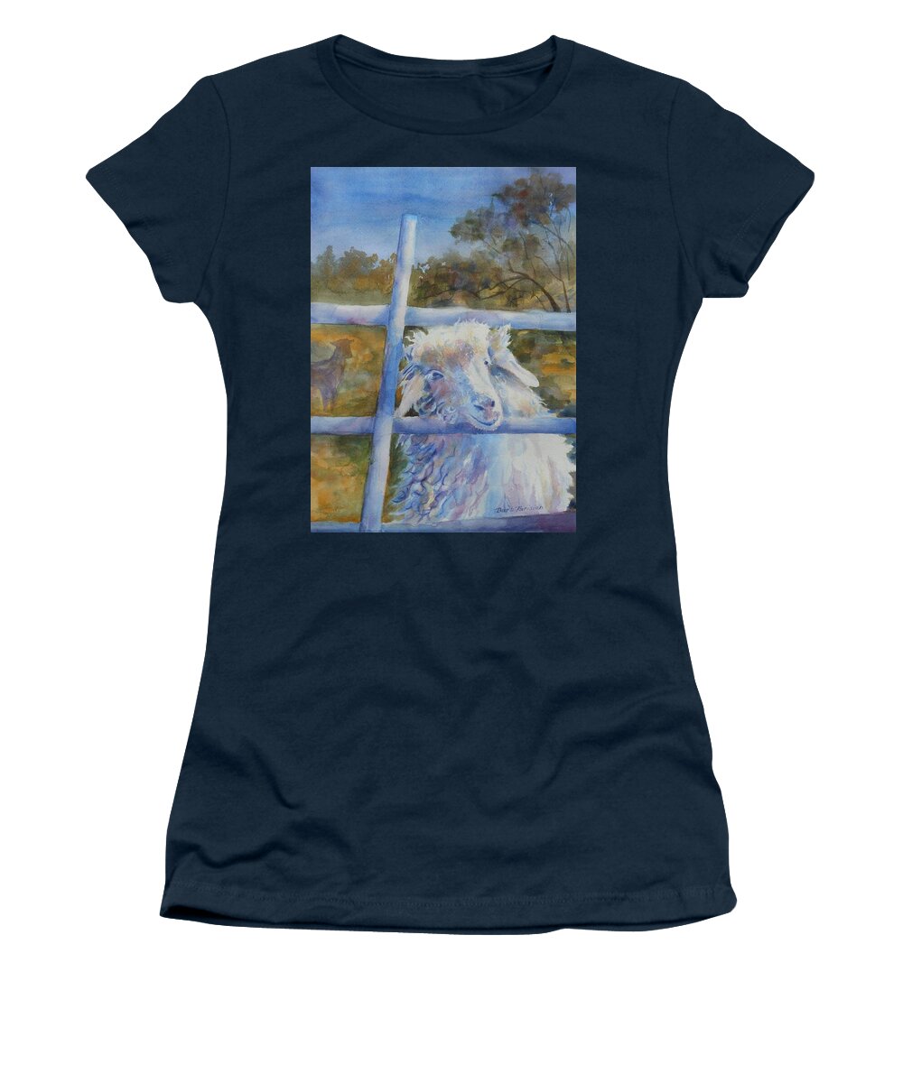 Goat Women's T-Shirt featuring the painting Don't Fence Me In by Barbara Parisien