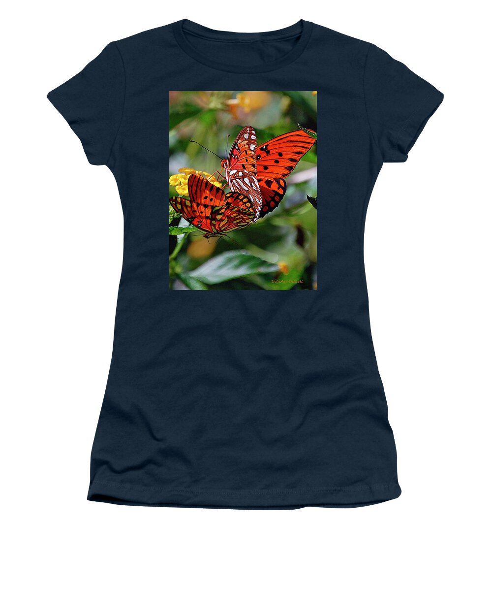 Butterfly Women's T-Shirt featuring the digital art Double Take by DigiArt Diaries by Vicky B Fuller