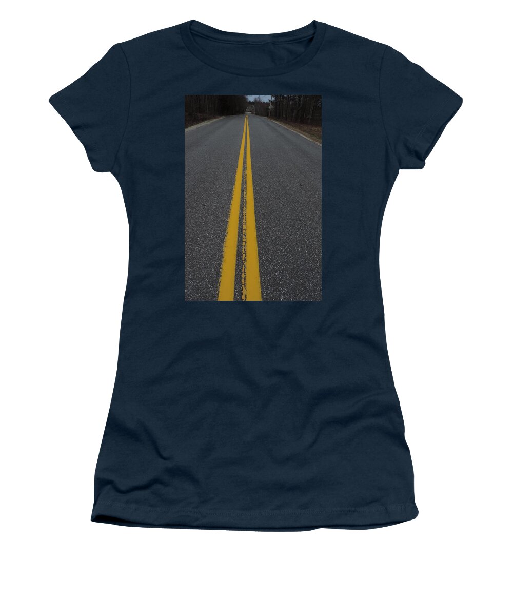 Vertical Women's T-Shirt featuring the photograph Double Yellow by Bill Tomsa