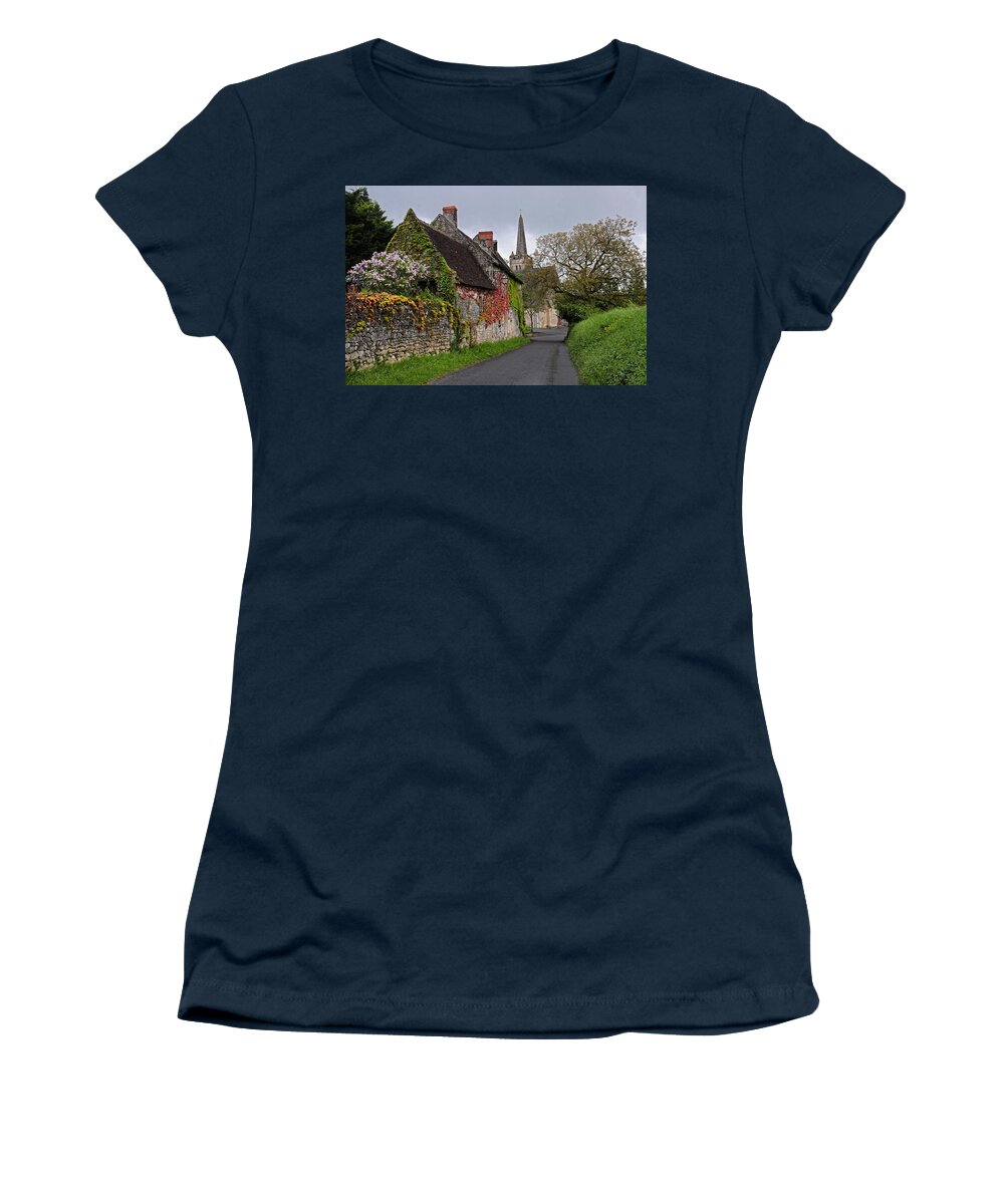 French Women's T-Shirt featuring the photograph Down a French Country Lane in Spring by Dave Mills