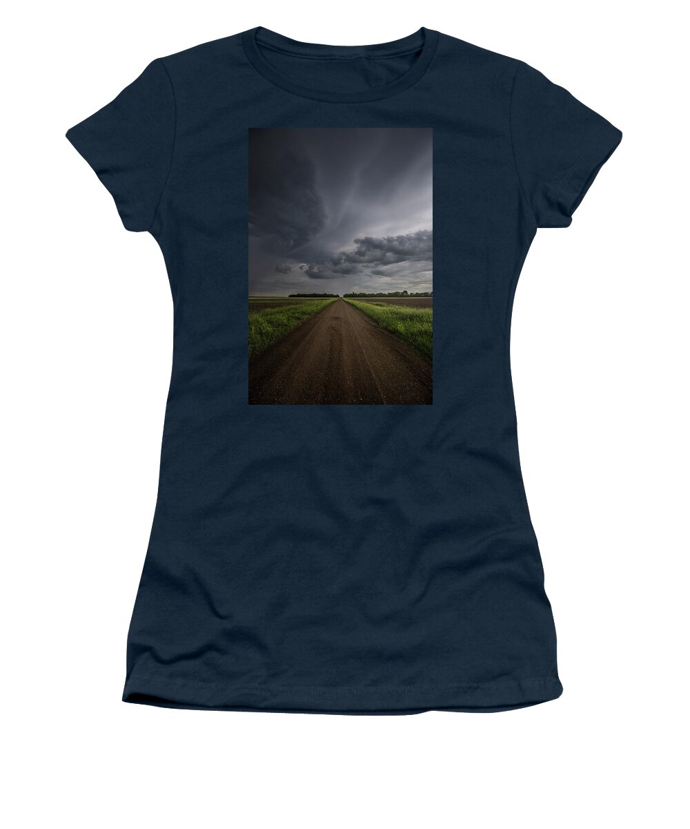 Gravel Road Women's T-Shirt featuring the photograph Down a little dirt road by Aaron J Groen