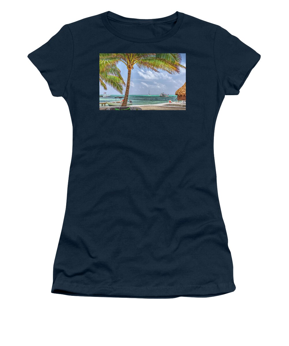 San Pedro Belize Women's T-Shirt featuring the photograph Down by the Seaside by David Zanzinger