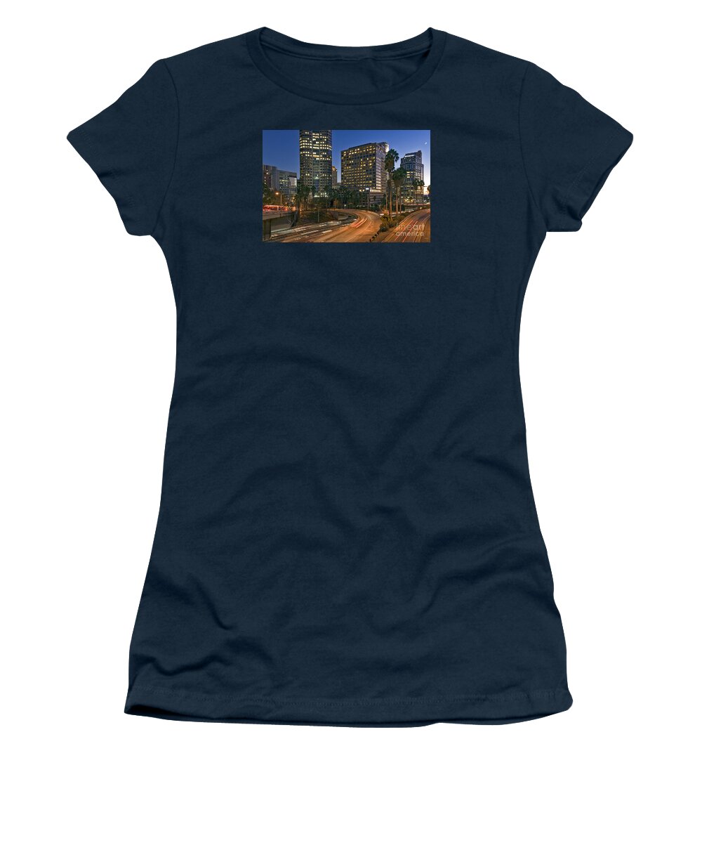 Los Angeles Women's T-Shirt featuring the photograph Downtown Freeway traffic moving by David Zanzinger