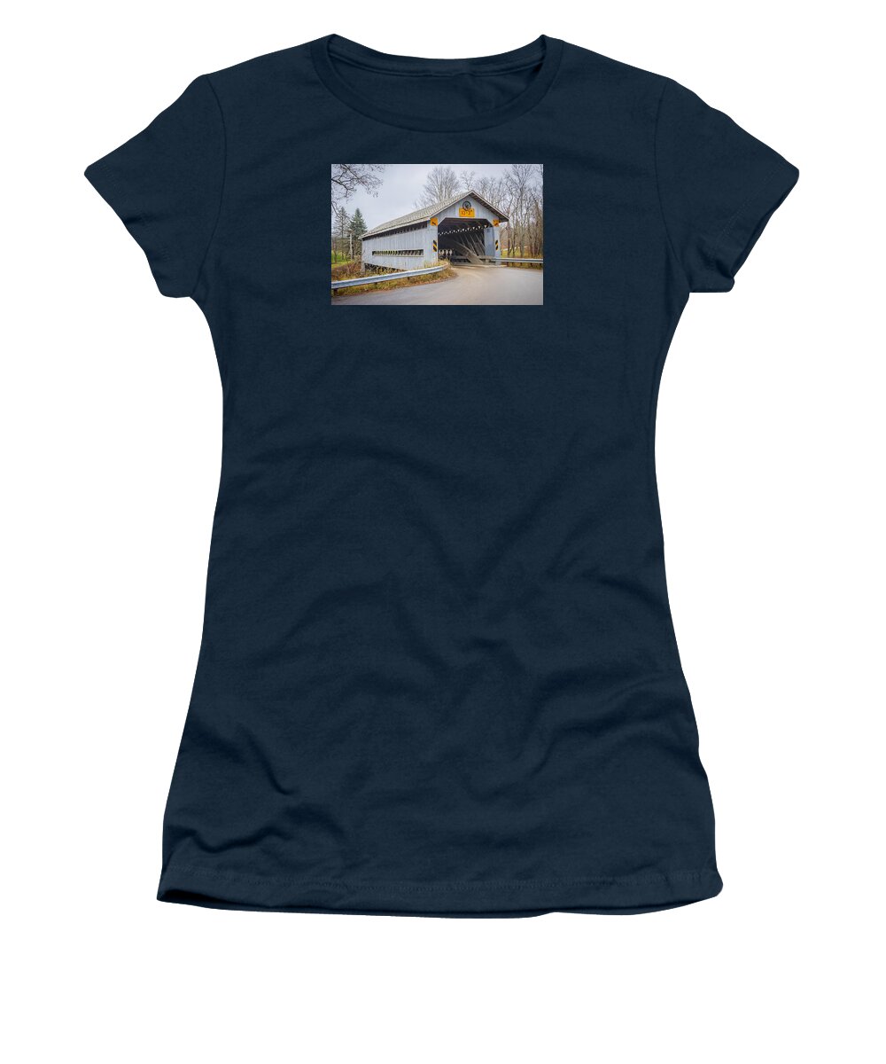 America Women's T-Shirt featuring the photograph Doyle Rd Covered Bridge by Jack R Perry