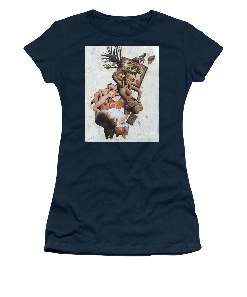 Feather Women's T-Shirt featuring the mixed media Drama by M Bellavia
