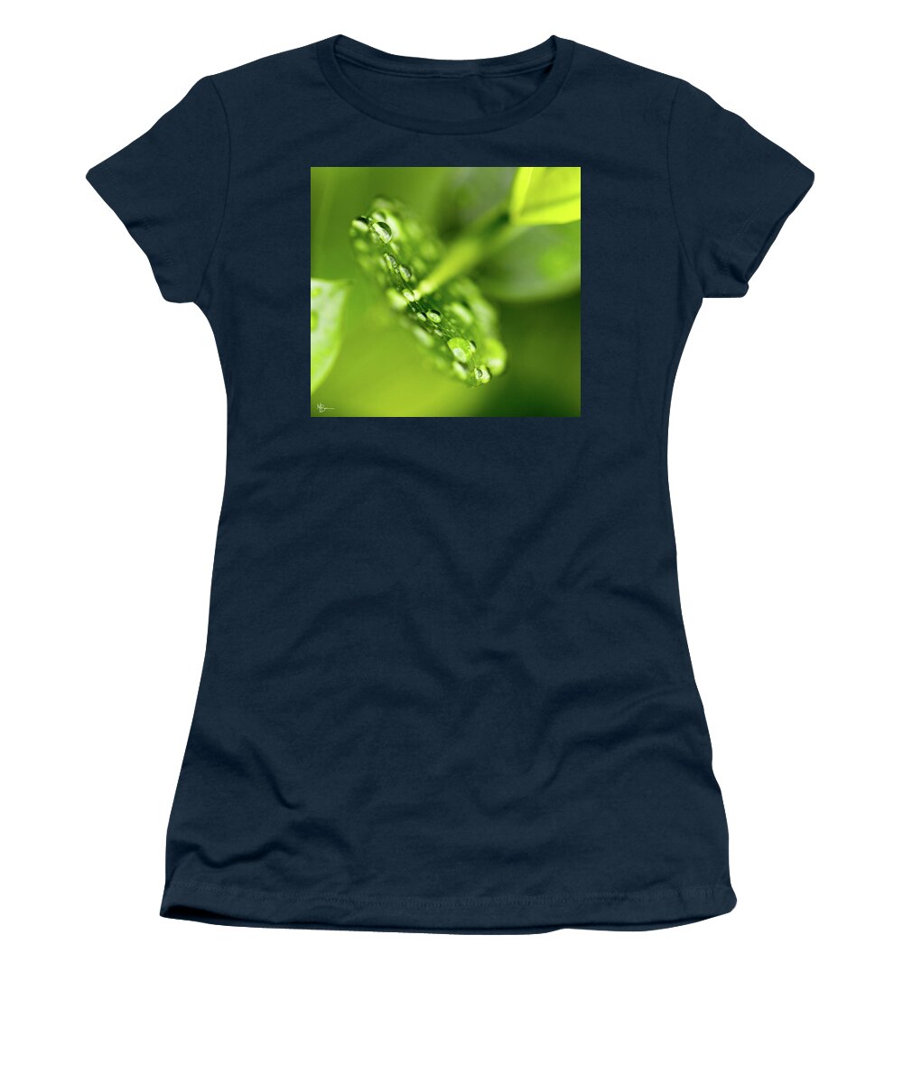 Raindrops Women's T-Shirt featuring the photograph Droplets by Mary Anne Delgado
