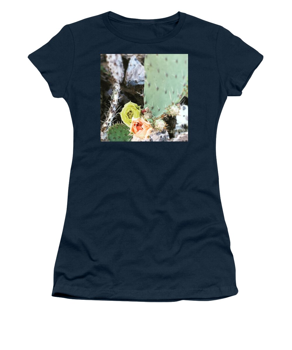Flower Women's T-Shirt featuring the photograph Dueling Blooms by Melisa Elliott