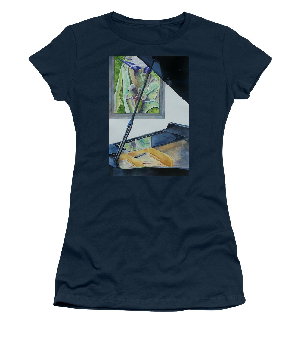 Piano Women's T-Shirt featuring the painting Duet by Celene Terry