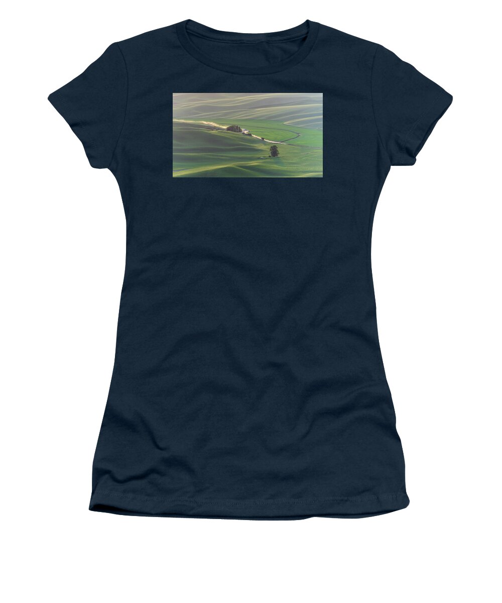 Palouse Women's T-Shirt featuring the photograph Dust Trail on the Palouse by Daniel Ryan