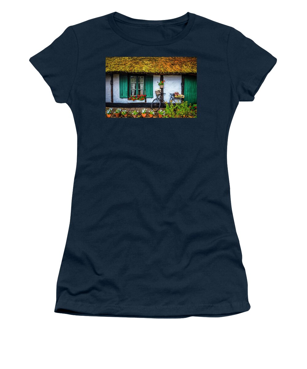Barn Women's T-Shirt featuring the photograph Dutch Lace Curtains by Debra and Dave Vanderlaan