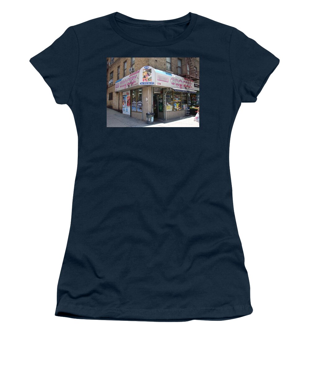 Lin-manuel Miranda Women's T-Shirt featuring the photograph Dyckman Seaman Grocery by Cole Thompson
