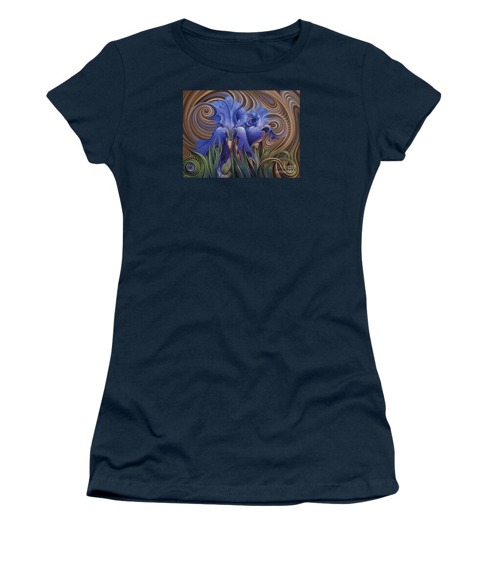 Flower Women's T-Shirt featuring the painting Dynamic Iris by Ricardo Chavez-Mendez