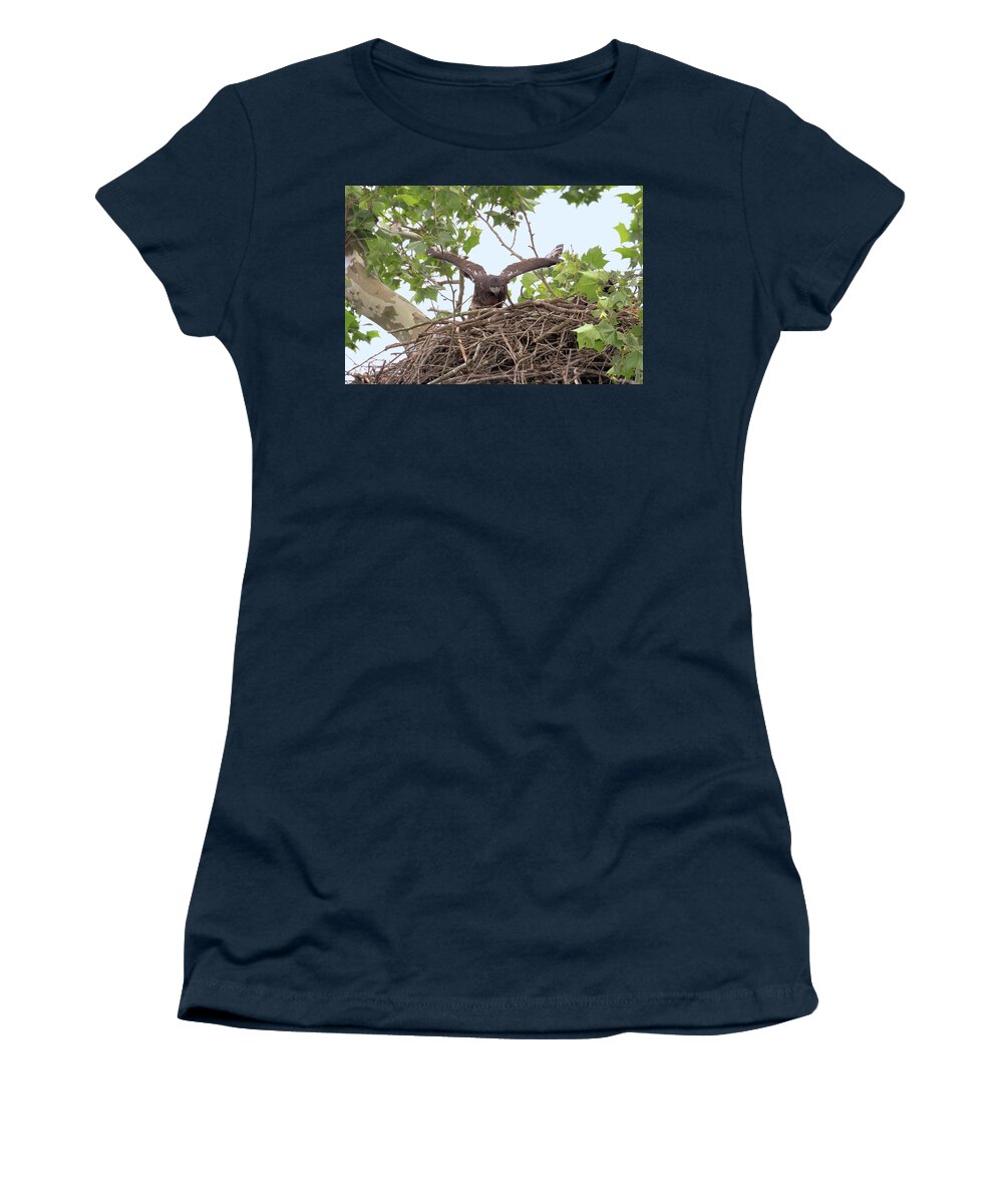 Bald Eagle Women's T-Shirt featuring the photograph Eaglet Flying Practice 1 by Susan Rissi Tregoning