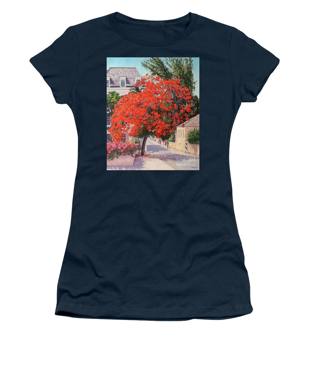 Eddie Women's T-Shirt featuring the painting East and Shirley Street by Eddie Minnis