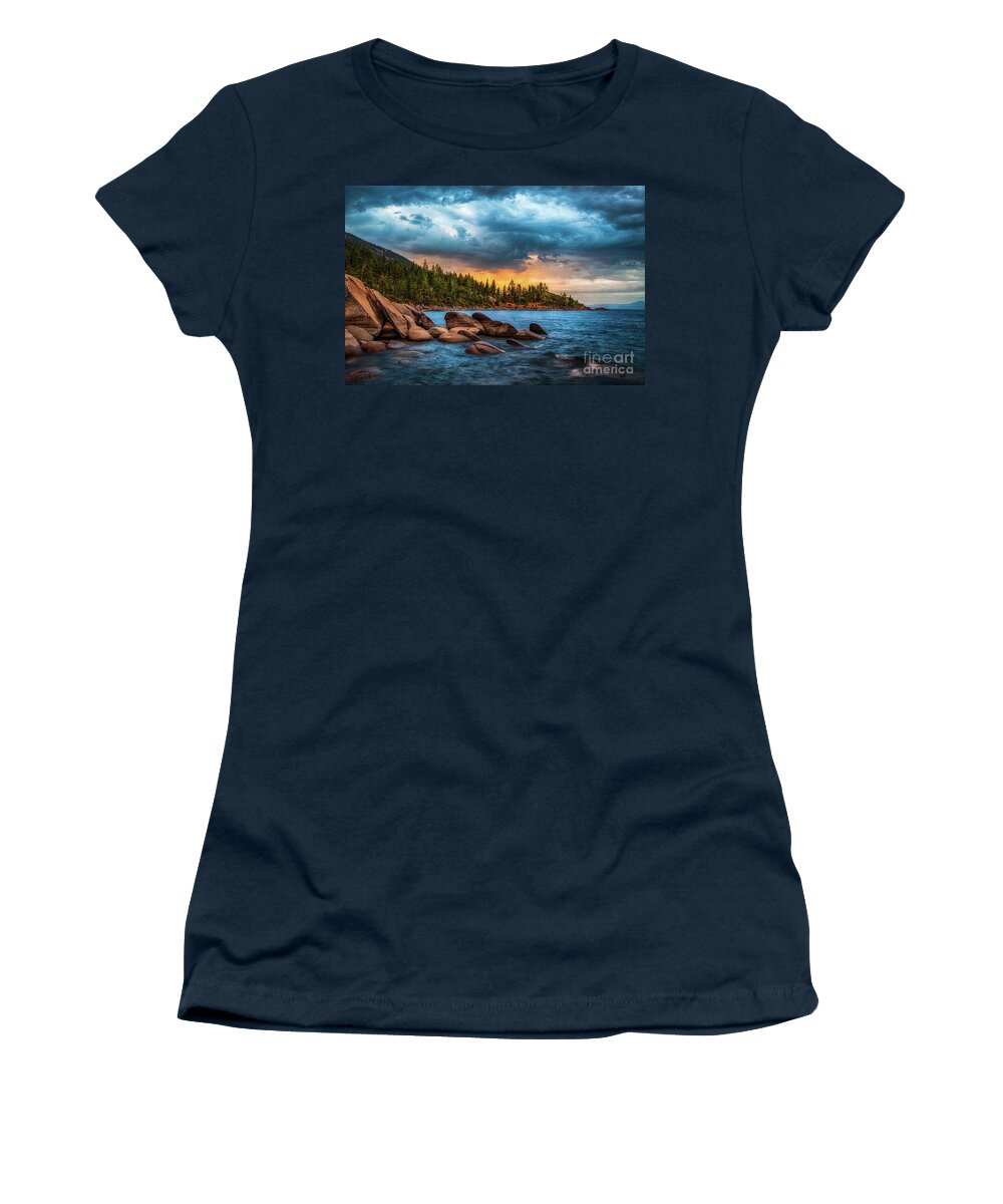 Lake Tahoe Women's T-Shirt featuring the photograph Eastern Glow at Sunset by Anthony Michael Bonafede