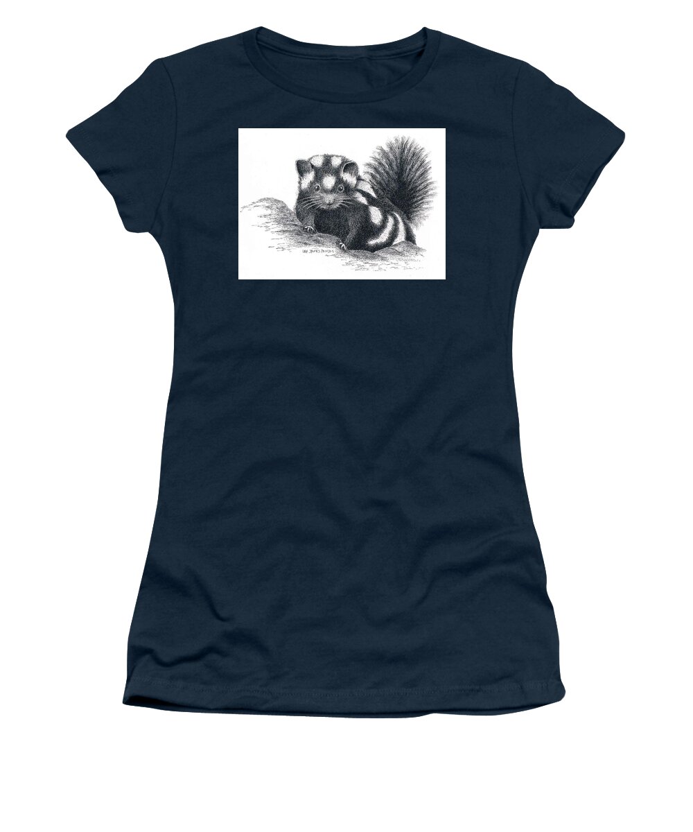 Skunk Women's T-Shirt featuring the drawing Eastern Spotted Skunk by Lee Pantas
